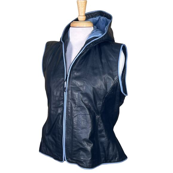 Wilson’s Women’s Black Leather Lined Maxima Zippered Vest with Hood Size Large - Picture 11 of 11